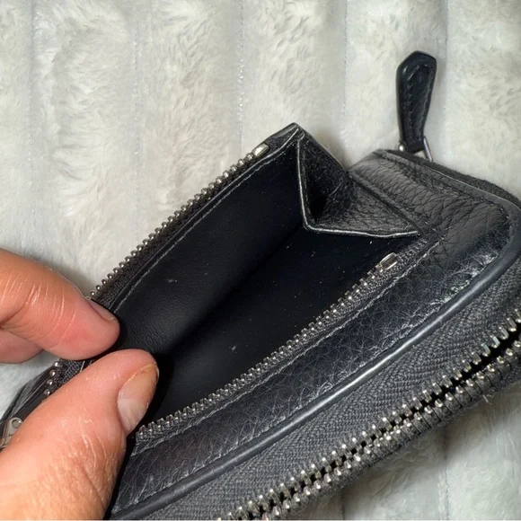 Prada Saffiano Keychain Wallet Logo Black/ Silver 1PP122 - Picture 8 of 11